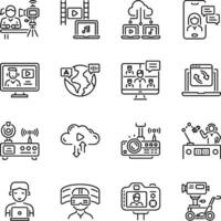 Set of Streaming Linear Style Icons vector