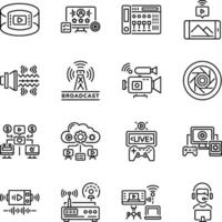 Collection of Linear Style Streaming Art Icons vector