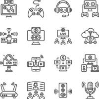 Bundle of Linear Style Live Streaming Icons vector