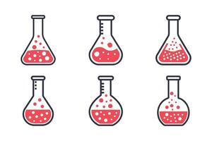 Laboratory Flask elegant single color silhouette design set vector