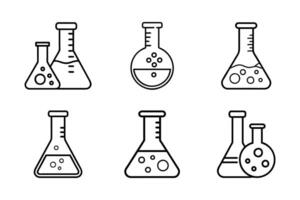 Laboratory Flask isolated minimal line art silhouette collection vector