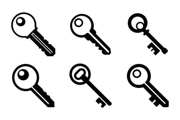 Key digital clean stroke based icon set