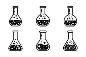 Laboratory Flask clean and modern silhouette outline set vector