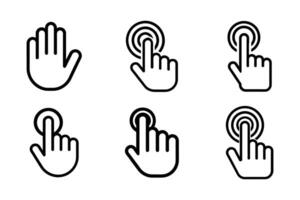 Hand click minimal line art icon collection vector