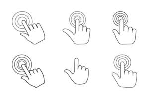 Hand click modern line art icon set vector