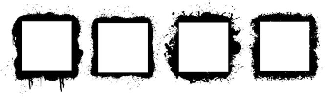 Stencil dirty texture square frame. Border with spray effect and spot and urban graffiti style. Paint splash a borders with drips vector