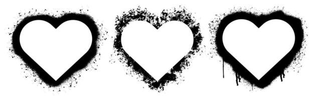 Grunge heart shape frame. Color border with spray effect and spot and urban graffiti style. Paint splash a borders with drips vector