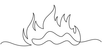 Continuous One Line Drawing of Campfire Icon vector