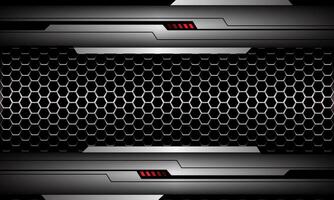 Abstract silver black cyber futuristic technology on hexagon mesh design modern background vector