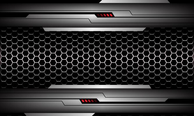 Abstract silver black cyber futuristic technology on hexagon mesh design modern background
