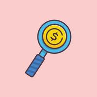 simple icon illustration depicting of ancient coin forming magnifying glass, representing numismatic value, at center for a website vector