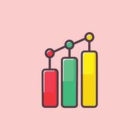 data analysis icon showing financial soaring and currency strengthening with bar graph vector