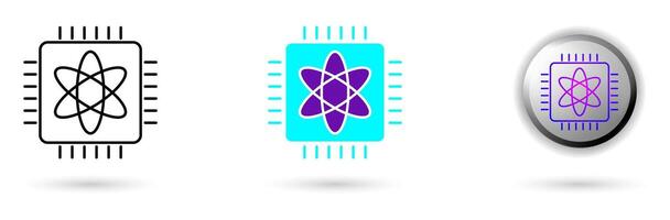 icon of Quantum Circuit and technological innovation. Various styles such as outline, solid, and glossy effects, ideal for AI startups, science research, and quantum computing development. vector