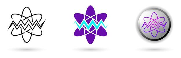 Quantum Noise modern icon and technology innovation. Various styles such as outline, solid, and glossy effects, ideal for AI startups, science research, and quantum computing development. vector