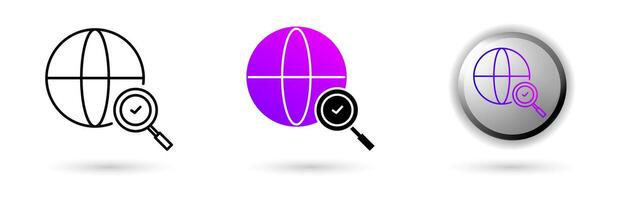 Metaverse Search modern icon represents the virtual world and future digital technology, various outline, solid and glossy effect styles, ideal for NFT, games, presentations etc. vector