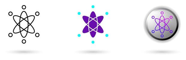 icon of Quantum Decoherence and technological innovation. Various styles such as outline, solid, and glossy effects, ideal for AI startups, science research, and quantum computing development. vector