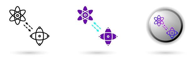 icon of Quantum Teleportation and technological innovation. Various styles such as outline, solid, and glossy effects, ideal for AI startups, science research, and quantum computing development. vector