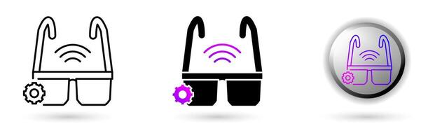 Metaverse Smart Glasses modern icon represents the virtual world and future digital technology, various outline, solid and glossy effect styles, ideal for NFT, games, presentations etc. vector