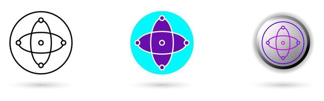 icon of Quantum Entanglement and technological innovation. Various styles such as outline, solid, and glossy effects, ideal for AI startups, science research, and quantum computing development. vector