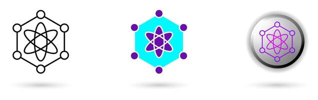 icon of Quantum Simulation and technological innovation. Various styles such as outline, solid, and glossy effects, ideal for AI startups, science research, and quantum computing development. vector