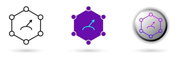 icon of Quantum Measurement and technological innovation. Various styles such as outline, solid, and glossy effects, ideal for AI startups, science research, and quantum computing development. vector