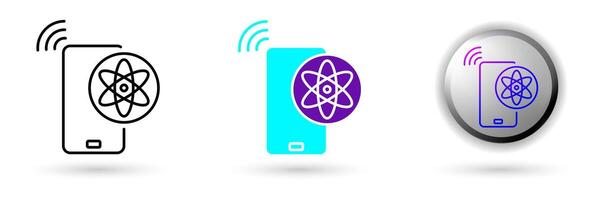 icon of Quantum Future and technological innovation. Various styles such as outline, solid, and glossy effects, ideal for AI startups, science research, and quantum computing development. vector