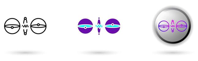 Quantum Gate modern icon and technology innovation. Various styles such as outline, solid, and glossy effects, ideal for AI startups, science research, and quantum computing development. vector