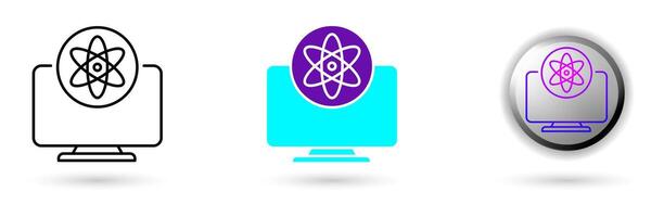 icon of Quantum Hardware and technological innovation. Various styles such as outline, solid, and glossy effects, ideal for AI startups, science research, and quantum computing development. vector