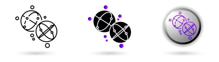Modern Metaverse icons representing the virtual world and future digital technologies in various styles such as outline, solid, and glossy effects, ideal for NFT, games, presentations etc. vector