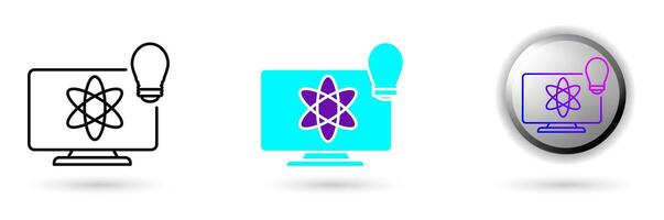 icons with quantum computing and technology innovation themes. Various styles such as outline, solid, and glossy effects, ideal for AI startups, science research, and quantum computing development. vector