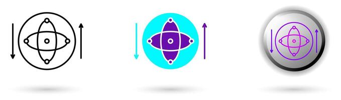 icon of Quantum Superposition and technological innovation. Various styles such as outline, solid, and glossy effects, ideal for AI startups, science research, and quantum computing development. vector