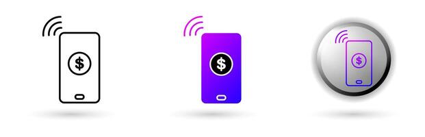 Metaverse Payment Service modern icon represents the virtual world and future digital technology, various outline, solid and glossy effect styles, ideal for NFT, games, presentations etc. vector