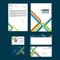Office Stationery Set Design with Abstract Line Stripe Composition vector