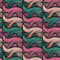 Seamless Tessellation Pattern with Dolphins and Gradient Colours vector