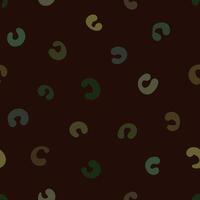 Seamless pattern with loosely scattered abstract brushstroke loops in various green hues on a deep chocolate brown background vector