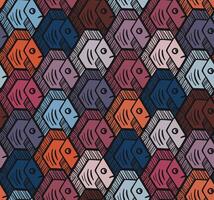 Seamless Escher Style Hexagonal Fish Tessellation Pattern vector