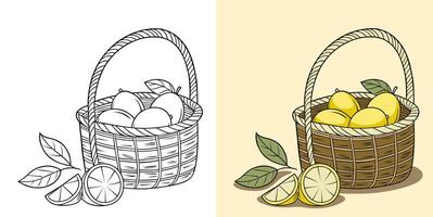 Illustration of Lemon Fruit and Slices in a Basket vector