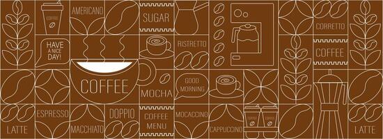 Coffee Line Art Pattern Coffee Shop Menu Design Background vector