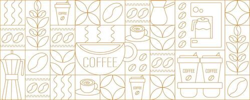 a pattern with coffee and other items vector