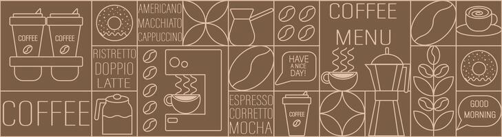 coffee shop background with various symbols vector