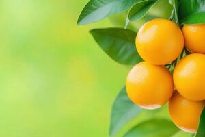 Vibrant citrus fruit on a tree, capturing nature's freshness. Sweet and juicy delicious fruits. photo