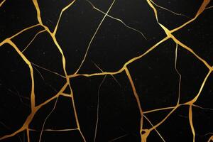 Golden fissures traverse a dark, enigmatic surface, creating an alluring abstract design photo