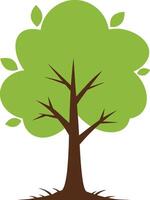 A stylized green tree with a brown trunk and leaves in flat design style representing nature and growth, illustration vector