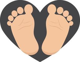 Baby feet centered within a heart shape, featuring flat design style, symbolizing love and tenderness, illustrated as art vector
