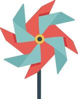 Colorful pinwheel spinning in the breeze, creating a playful atmosphere, flat design illustration vector