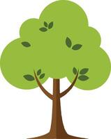 Stylized green tree with rounded foliage and a brown trunk in a minimal flat design style, showcasing natures beauty in illustration vector