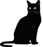 Black cat with striking yellow eyes sitting elegantly in a minimalistic style showcasing art vector