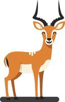 A stylized antelope standing gracefully on a simple base in a flat design, showcasing vibrant colors and clean lines in art vector