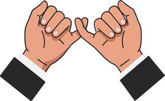 Hands making a pinky promise in a flat style design representing trust and commitment in art vector