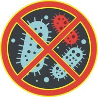 Microbes represented in a red crossed circle symbol, illustrated in a flat design style, emphasizing health awareness through art vector